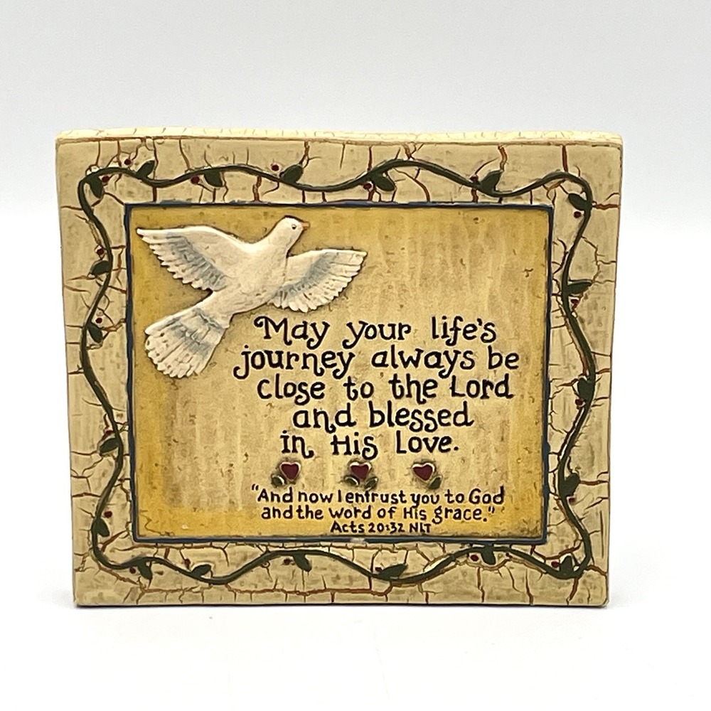 Blossom Bucket Deb Strain Dove Christian Plaque Acts 20:32 Scripture 2010